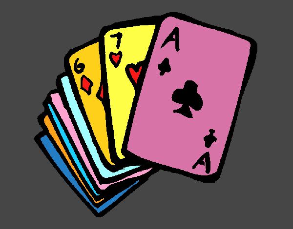 Desenho de Baralhos de cartas americanas pintado e colorido por