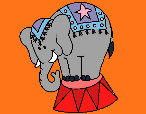 Desenho Elefante a actuar pintado por Danguinha