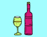 Desenho Garrafa de vinho e copo pintado por Luisinho