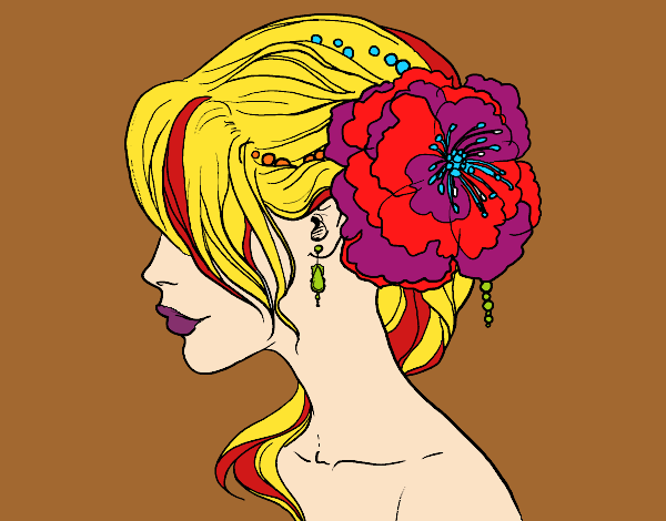 Desenho Penteado de casamento com flor pintado por MONICANINA