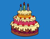 Desenho Torta de Aniversário pintado por Margarida-