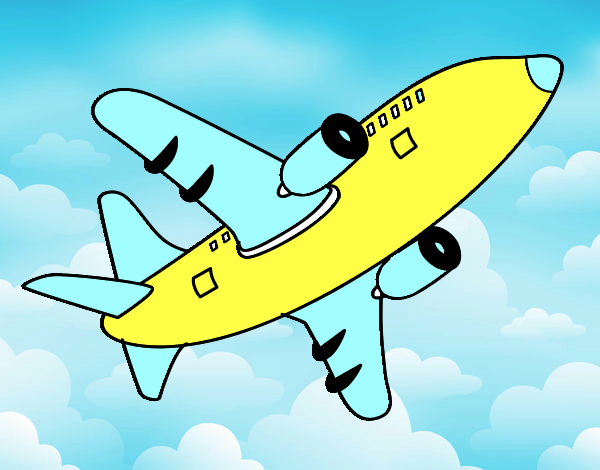 Desenho Avião a voar pintado por JOJEJO