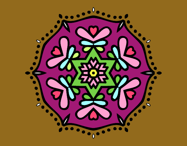 Desenho Mandala simétrica pintado por fmsbhz
