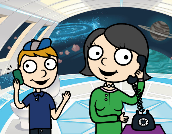 Jean Arthur e Patricia na nave espacial!