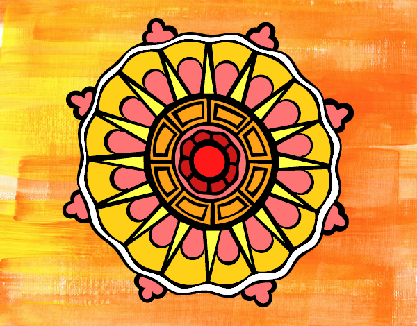 Desenho Mandala com sol raios pintado por negrao