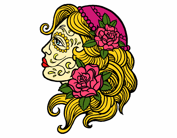 Desenho Tatuagem de Catrina pintado por marianarib