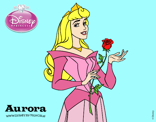 Desenho A Bela Adormecida - Aurora com uma rosa pintado por BetaMarcus