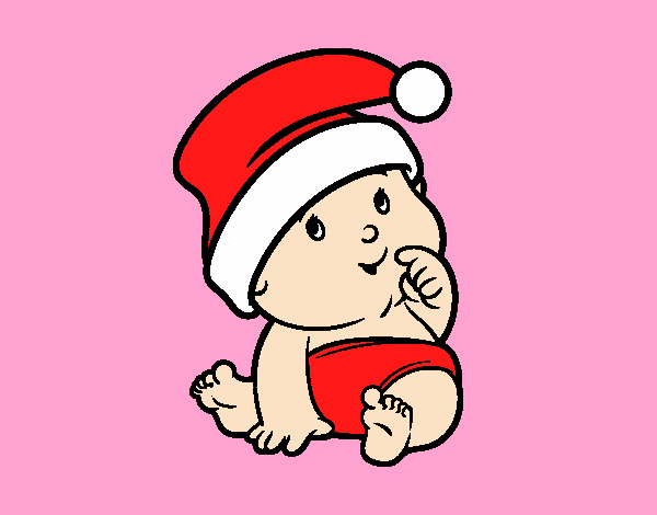 Desenho  Bebê com chapéu de Papai Noel pintado por BetaMarcus
