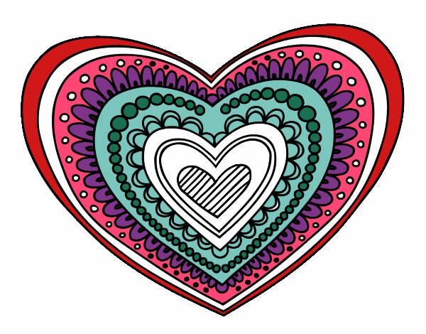 Desenho Mandala coração pintado por lelelti