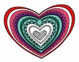 Desenho Mandala coração pintado por lelelti