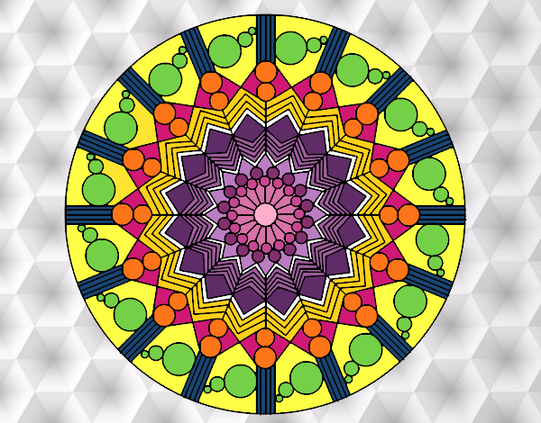 Desenho Mandala flor com círculos pintado por negrao