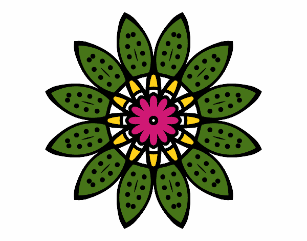 Desenho Mandala flores com pétalas pintado por lelelti