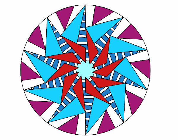 Desenho Mandala sol triangular pintado por lelelti