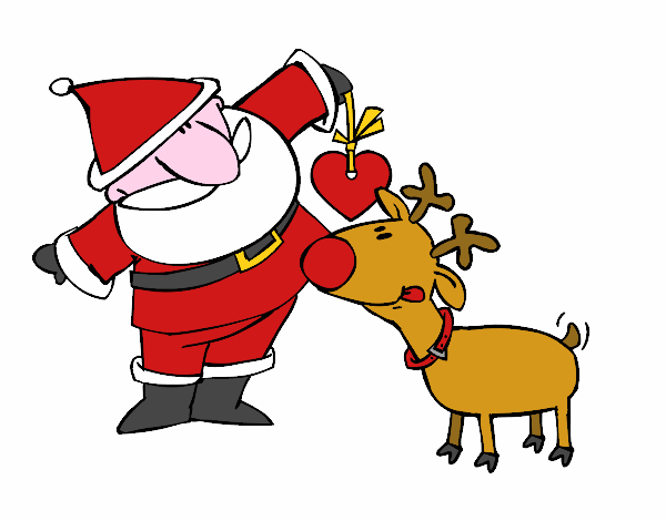 Desenho Papai Noel e Rudolf pintado por Ruben_R