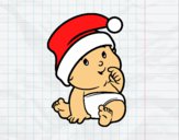 Desenho  Bebê com chapéu de Papai Noel pintado por Audrey