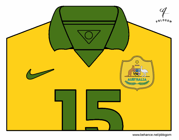 Desenho Camisa da copa do mundo de futebol 2014 da Austrália pintado por dinho
