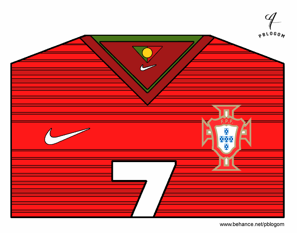 Desenho Camisa da copa do mundo de futebol 2014 de Portugal pintado por dinho