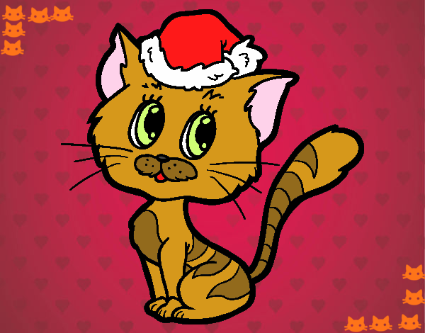 Desenho Um gato do Natal pintado por Danguinha