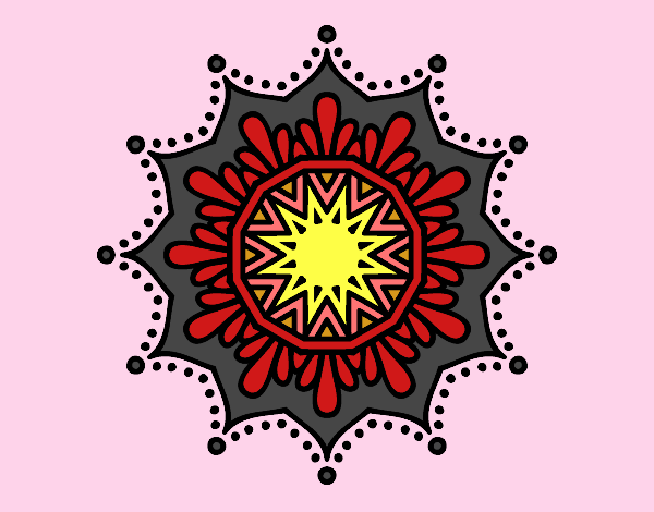 Desenho Mandala flor de neve pintado por elsaantone