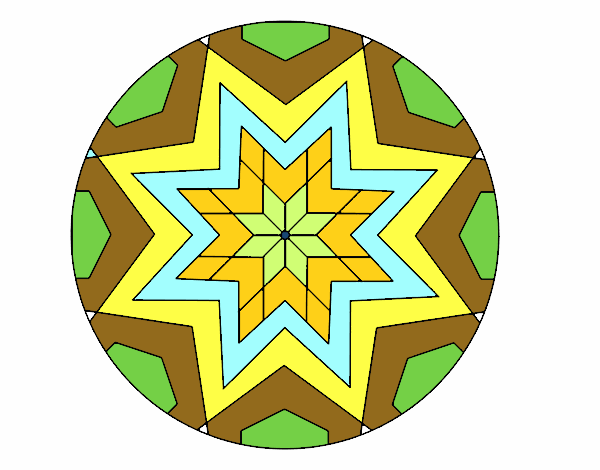 Desenho Mandala mosaico estrela pintado por iyacfox1