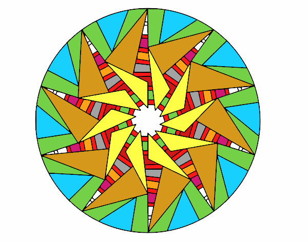 Desenho Mandala sol triangular pintado por iyacfox1