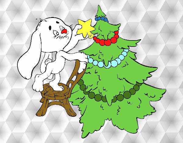 Desenho Coelho que decora a árvore de Natal pintado por edet
