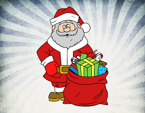 Desenho  Papai Noel com um saco dos presentes pintado por NAGIB