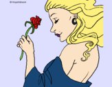 Desenho Princesa com uma rosa pintado por brenda5468