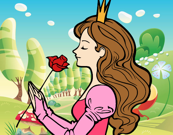 Desenho Princesa e rosa pintado por brenda5468
