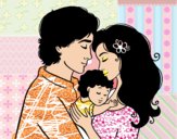 Desenho Família abraço pintado por gabrielig