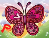 Desenho Mandala borboleta pintado por pampam