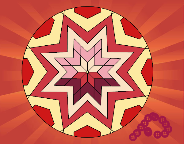 Desenho Mandala mosaico estrela pintado por pampam