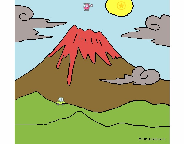 vulcão em erupição