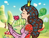 Desenho Princesa e rosa pintado por gabrielig
