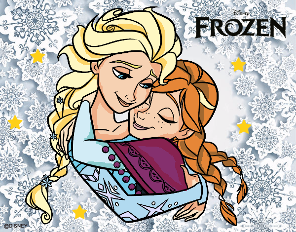 Desenho Frozen Elsa e Anna pintado por -Kellen
