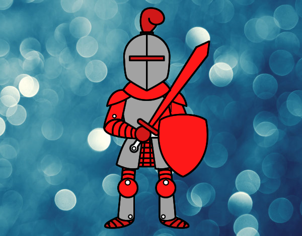 Desenho Cavaleiro com espada e escudo pintado por amordo