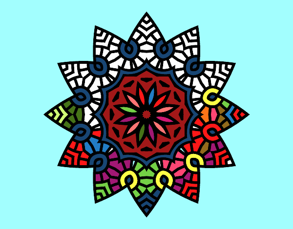 Desenho Mandala estrela floral pintado por amordo