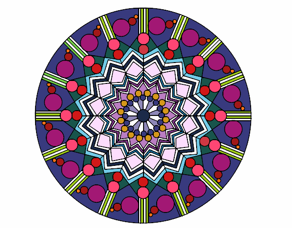 Desenho Mandala flor com círculos pintado por franco