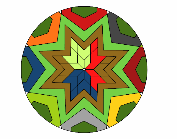 Desenho Mandala mosaico estrela pintado por amordo