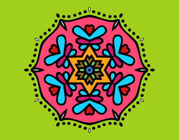 Desenho Mandala simétrica pintado por franco