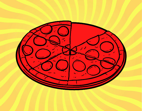 Desenho Pizza italiana pintado por amordo