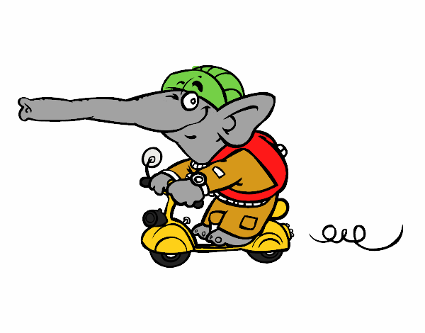 Desenho Elefante numa moto pintado por dadal