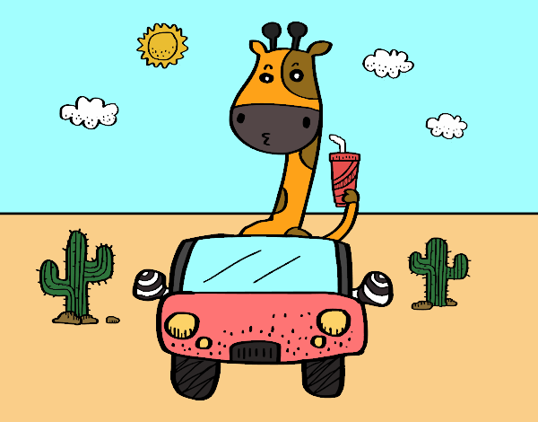 Desenho Girafa de condução pintado por reinaldoe