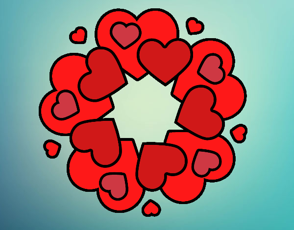 Desenho Mandala com corações pintado por marilurdes