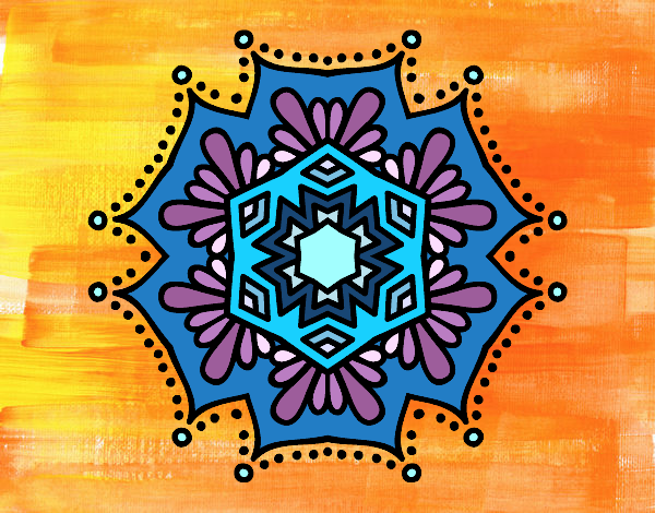 Desenho Mandala flor simétrico pintado por jmario