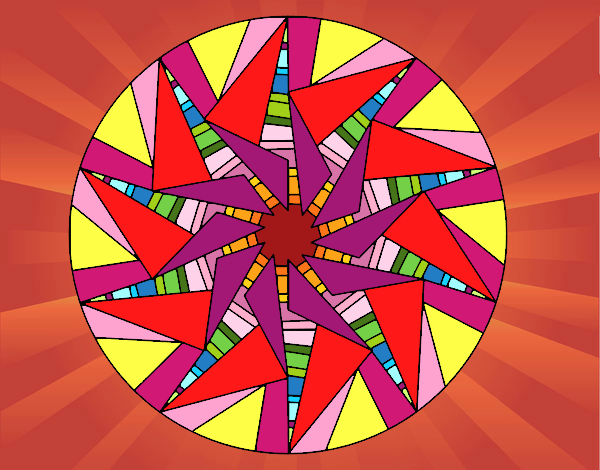 Desenho Mandala sol triangular pintado por jmario