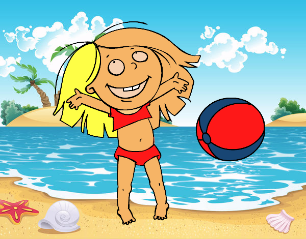 Desenho Menina com bola de praia pintado por marilurdes