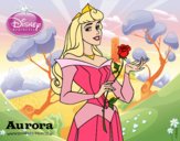 Desenho A Bela Adormecida - Aurora com uma rosa pintado por ImShampoo