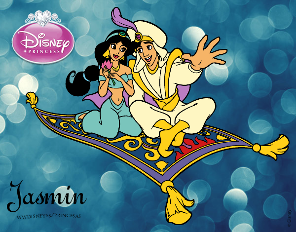Desenho de Aladdin - Aladdin e Jasmine pintado e colorido por Imshampoo o  dia 30 de Janeiro do 2016