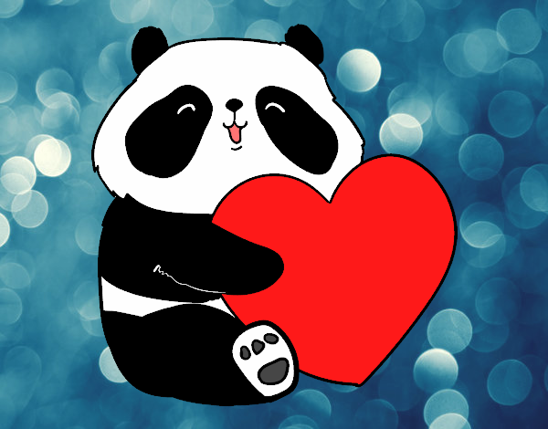 Desenho de Amor Panda para Colorir - Colorir.com